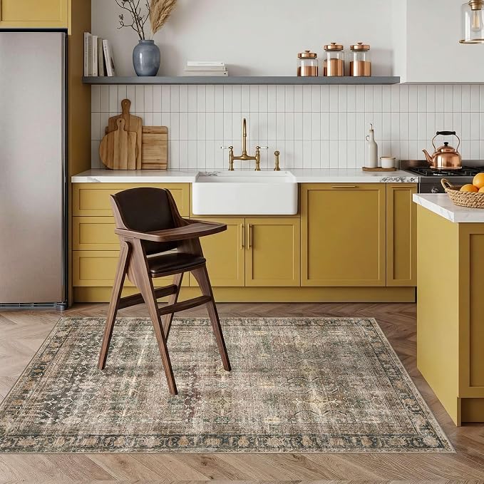 Rugxara 3x5 Rug for Entryway Bedroom, Vintage Retro Boho Throw Rug, Non Slip & - Image 3