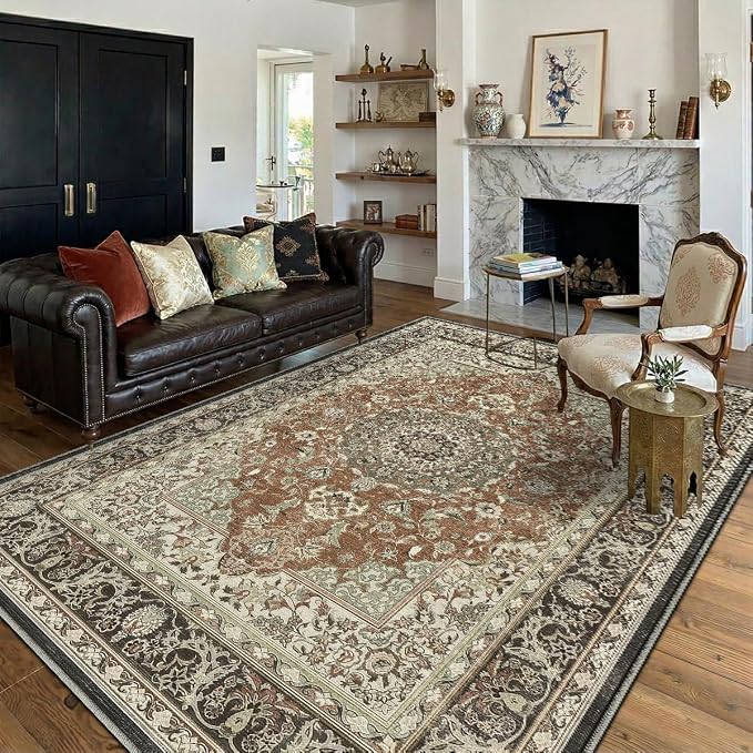 3x5 Area Rug for Living Room-Vintage Farmhouse Boho Floral Neutral Washable - Image 4