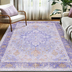 RELEANY Area Rugs 5'x7' Washable Non-Slip, Floral Vintage Distress Medallion - Image 2