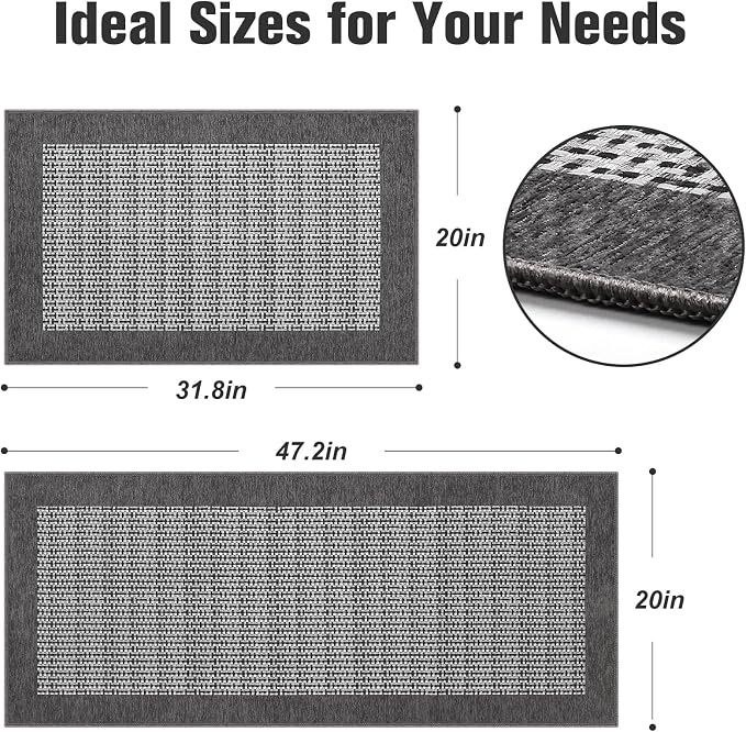 StepRite Kitchen Mats for Floor, Non-Slip Kitchen Rugs Set of 2 PCS, Super - Image 2