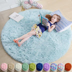 Amdrebio Light Blue Round Circle Area Rug 6Ft by Amdrebio