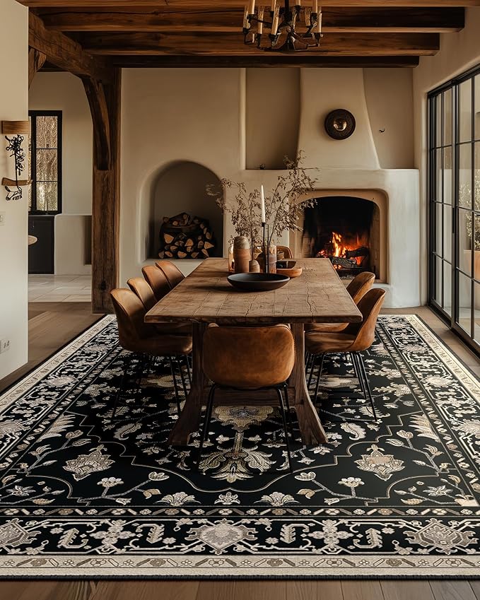 RELEANY Area Rugs 6'x9' Washable Non-Slip, Floral Vintage Distress Medallion - Image 4