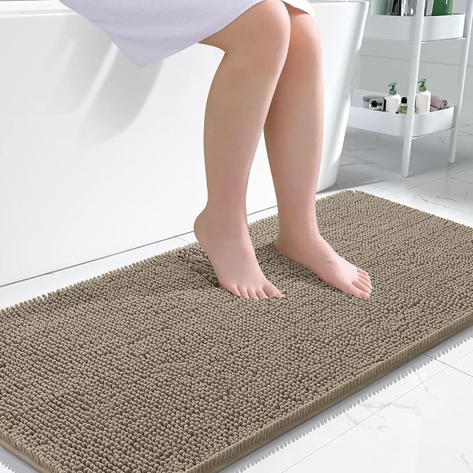 OLANLY Bathroom Runner Rugs 47x24, Soft Absorbent Chenille Bath Rugs, Rubber by OLANLY