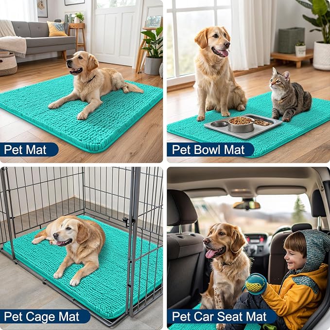 Smiry Dog Door Mat for Muddy Paws 36x24, Absorbent Dirt Trapper, Non-Slip - Image 6