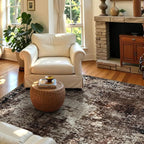 Entryway Rug 3x5 Brown Bedroom Area Rug Washable Non Slip Abstract Coffee Boho - Image 3