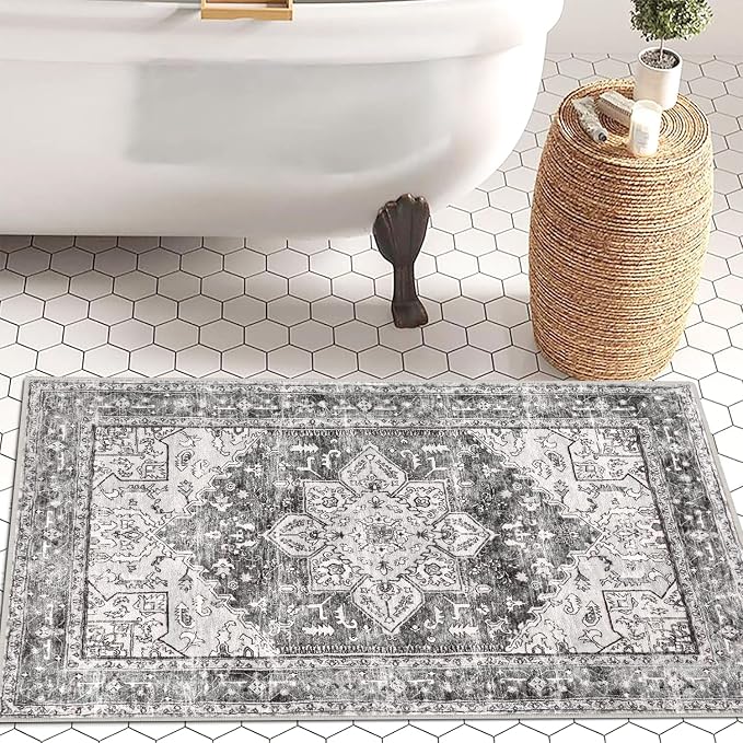 Yamaziot Washable Area Rug, 2x3 Small Entryway Rug Non-Slip Boho Vintage Rug - Image 9
