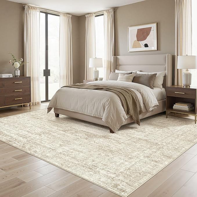 UERMEI Square Area Rugs : Washable 8x8 Neutral Modern Abstract Carpet - Image 2