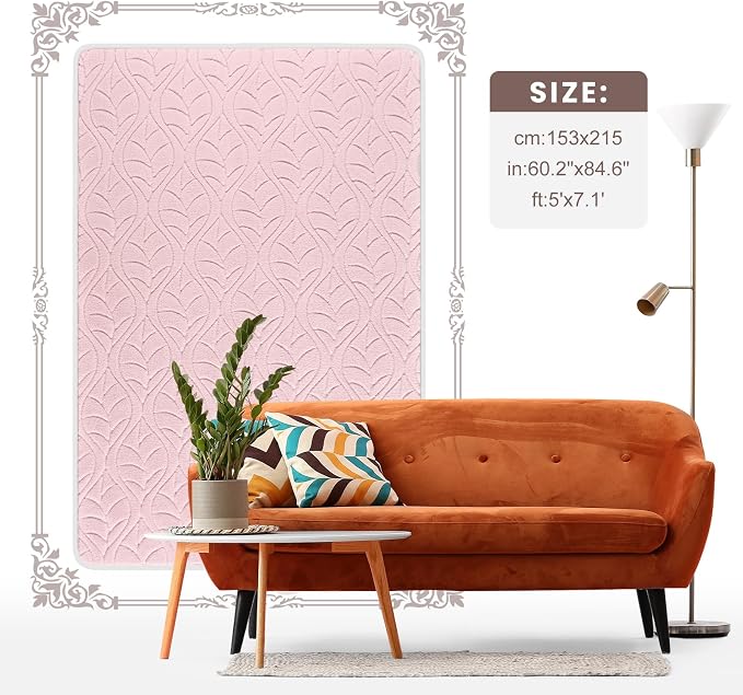 Macgace 5x7 Pink Area Rug, Soft Shag Carpet, Washable Living Room Rugs - Image 9