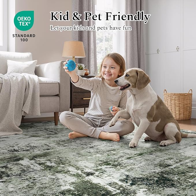 Rugflix 5x7 Area Rugs for Living Room, Washable Large Rug Stain-Resistant Low - Image 5