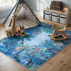 LIVEBOX Washable Jungle Animal Print 5x7 Blue Rug - Image 7