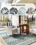 MontVoo Outdoor Rug Carpet Waterproof-Patio Rug Mat 9x12 Reversible RV Outdoor - Image 3