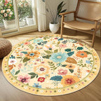 RELEANY Floral 4ft Area Rugs Washable Print Boho Cute Carpet Non Slip Flower - Image 2