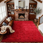 6x9 Ft Red Shag Rugs for Living Room Decor, Ultra Soft Fluffy Furry Area Rugs by Cuzwlovita