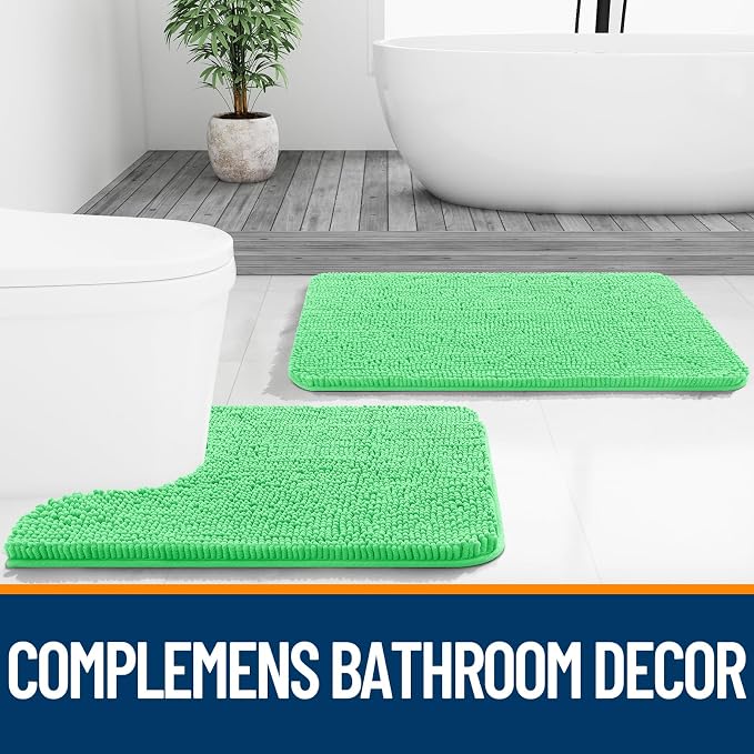 OLANLY Bathroom Runner Rugs 44x24, Soft Absorbent Chenille Bath Rugs, Rubber - Image 8