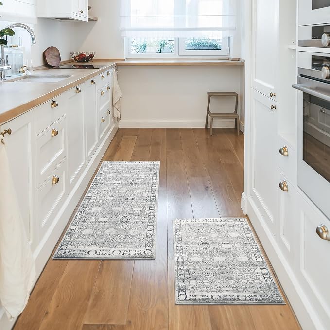 GRANNY SAYS Boho Kitchen Rug Sets of 2, Non Slip Washable Faux Wool Kitchen Mats - Image 7