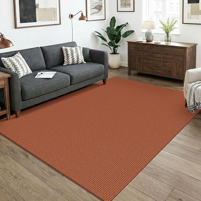 KOZYFLY Orange Washable 5x7 Living Room Rug, Non Slip Woven Area Rugs, Braided by KOZYFLY
