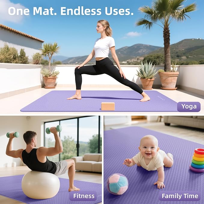 Extra Large Yoga Mat – 72"x48" or 78"x57", 1/4"–1/2" Thick Mat - Image 8