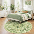 RELEANY Area Rugs Round 7ft Washable Non-Slip, Floral Vintage Distress - Image 2