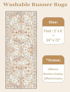 SERISSA Boho Washable Runner Rug, 2x6 Rug Non-Slip Vintage Peach Cream Hallway - Image 6