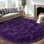Round Purple Rug for Bedroom, 5 ft Circle Area Rugs for Living Room, Soft - Image 8