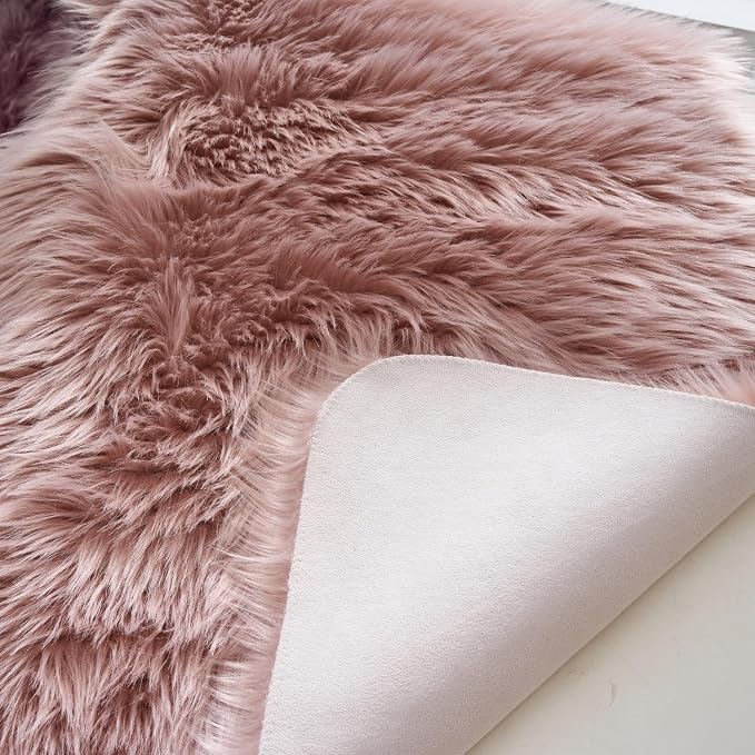 EasyJoy Ultra Soft Fluffy Shaggy Area Rug Faux Fur Rug Chair Cover Seat Pad - Image 6