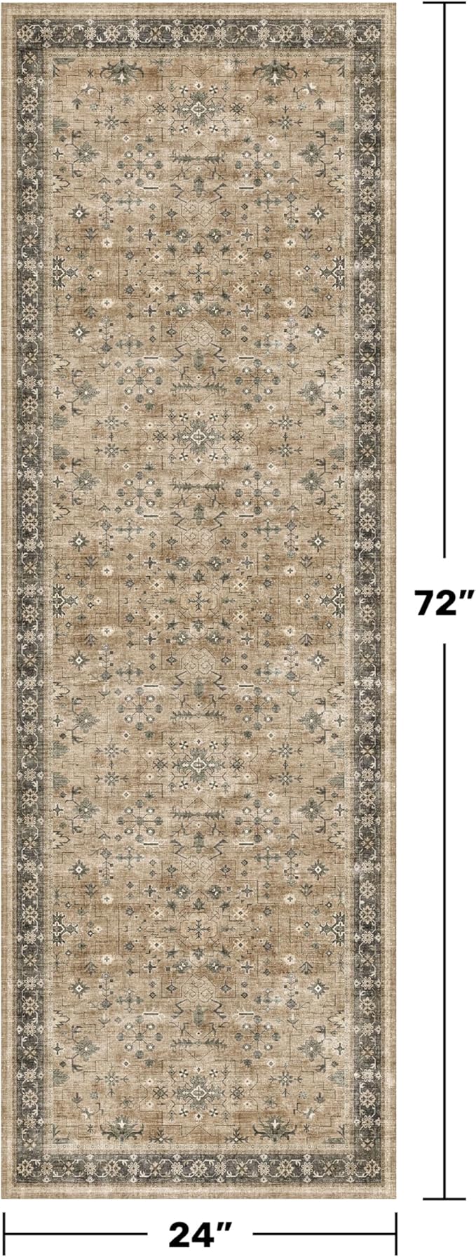 Natural Sage Taupe 2x6 Entryway Runner Rug, Kitchen Floor Mat - Image 2
