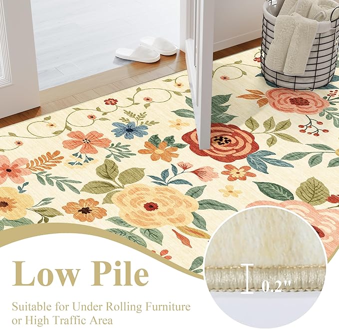 DUKINO 5x7 Area Rug, Floral Rugs - Image 6