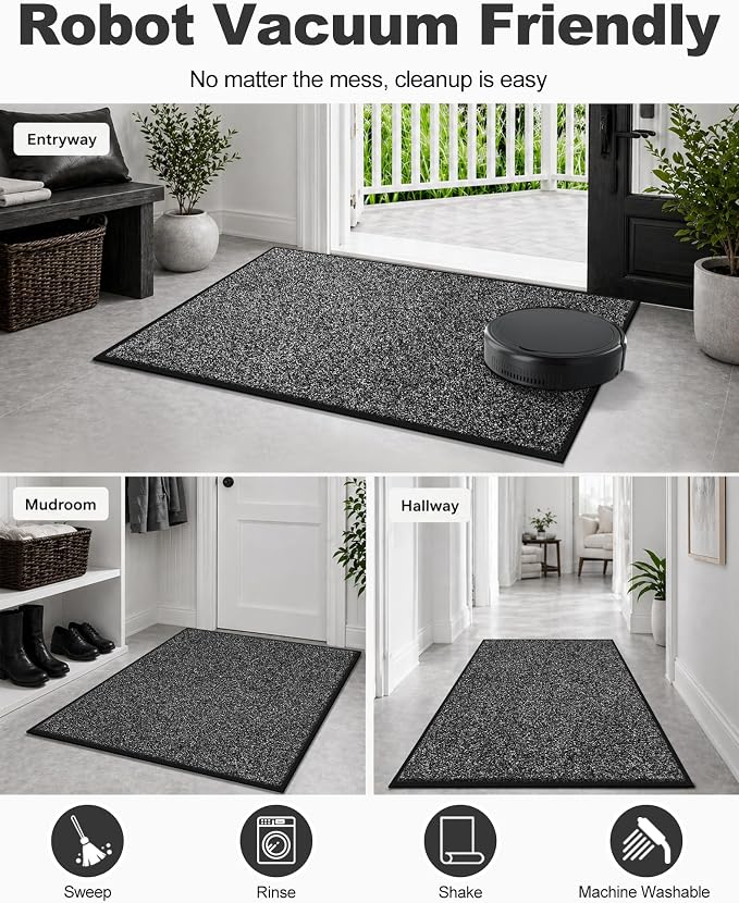 Mibao Front Door Mat Indoor Entrance, Dirt Trapper Welcome Mat - Image 5