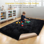 KCHOWUA Thick Area Rug Black Fluffy Shag 5x8 - Image 4