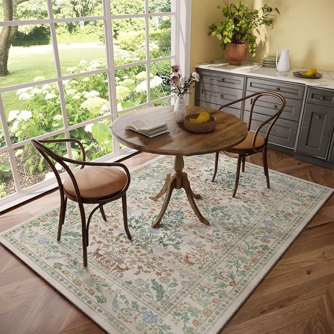 Washable Area Rugs for Living Room: 5x7 Bedroom Rug Vintage Area Rug Stain - Image 6