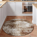 Brown Round Area Rugs 4ft Washable Circle Rug - Image 3