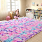 Tepook Soft Rainbow Rug 8x10 for Girls Room, Cute Fluffy Girls Bedroom Area Rug - Image 3