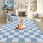 GarveeHome Checkered Light Blue and White 8x10 Area Rugs by GarveeHome