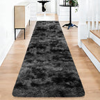 2x10 Feet Tie-Dye Black Grey Runner Rug by TENNOLA