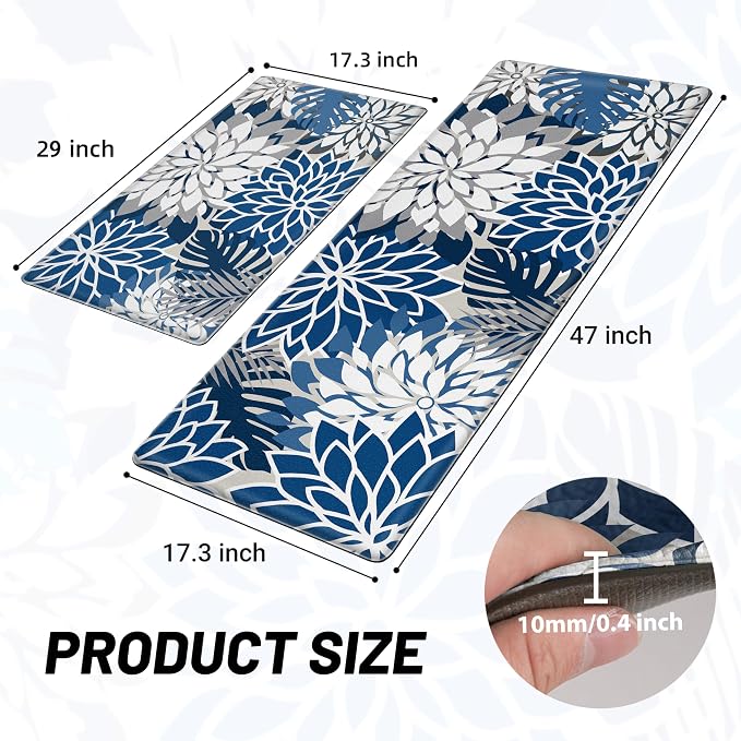 Arenarug Kitchen Mats for Floor 2PCS Cushioned Anti Fatigue Kitchen Mats - Image 2