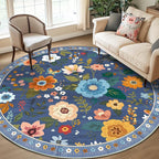 RELEANY Floral 8ft Area Rugs Washable Print Boho Cute Carpet Non Slip Flower by RELEANY