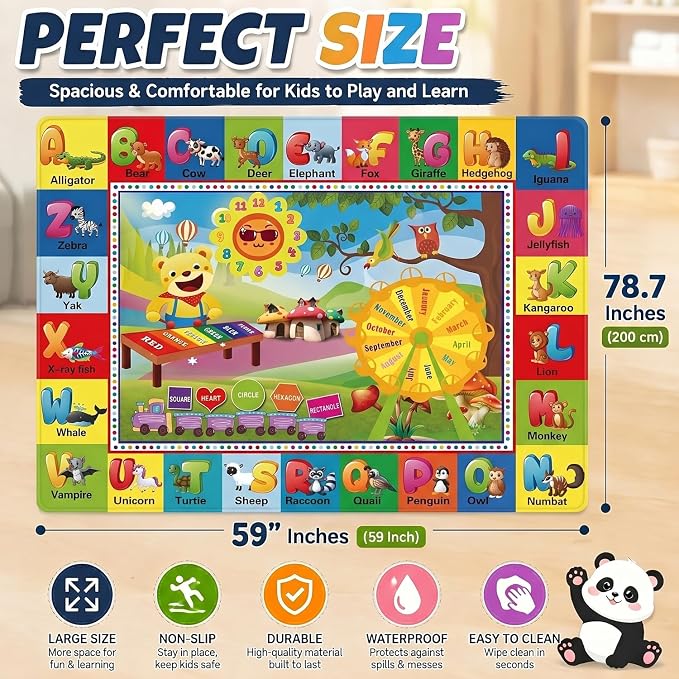 ABC Kids Play Rug, Non-Slip Classroom Carpet, 78.7" x 59" | Colorful ABC pattern - Image 2