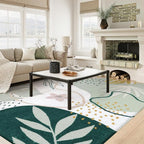 Lahome Green 10x14 Rug for Living Room, Large Washable Area Rug Non-Slip - Image 2