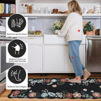 Homcomoda Kitchen Mats for Floor 3PC, Floral Washable Kitchen Rugs Non Slip - Image 4