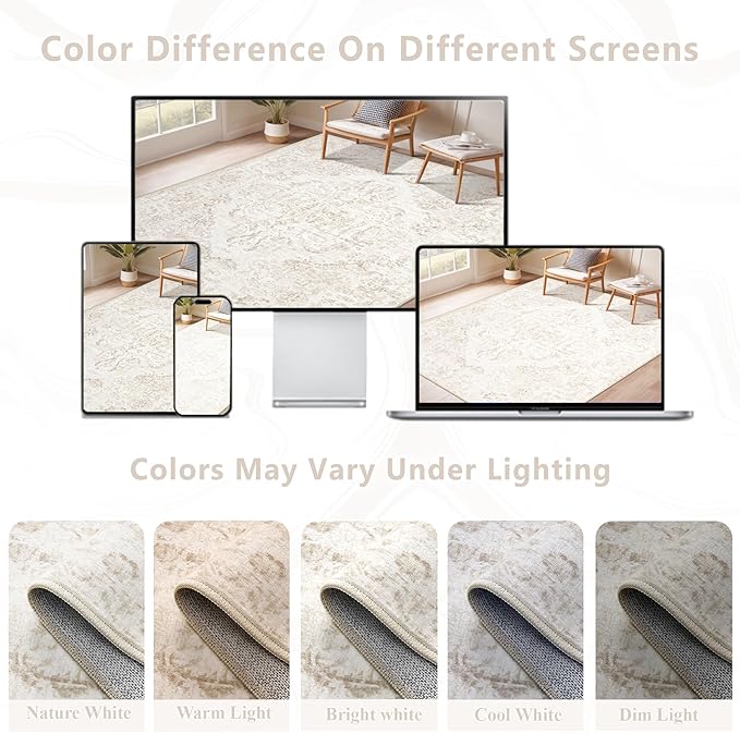 9x12 Area Rugs for Living Room:Washable Rug Vintage Large Rugs Soft Non Slip - Image 8