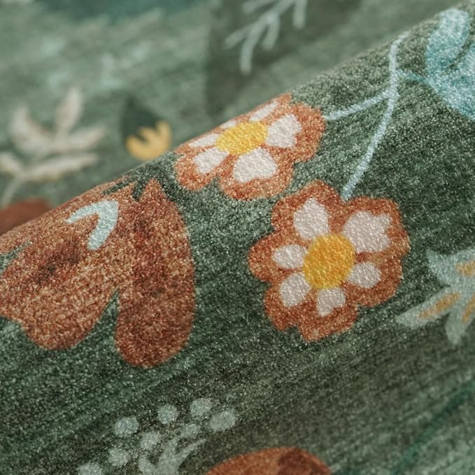 2x5 Washable Kitchen Area Rug: Floral Scalloped Entryway Runner Farmhouse - Image 8