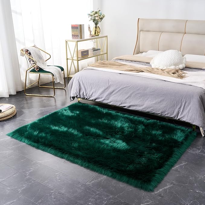 EasyJoy Ultra Soft Fluffy Shaggy Area Rug Faux Fur Rug Chair Cover Seat Pad - Image 3