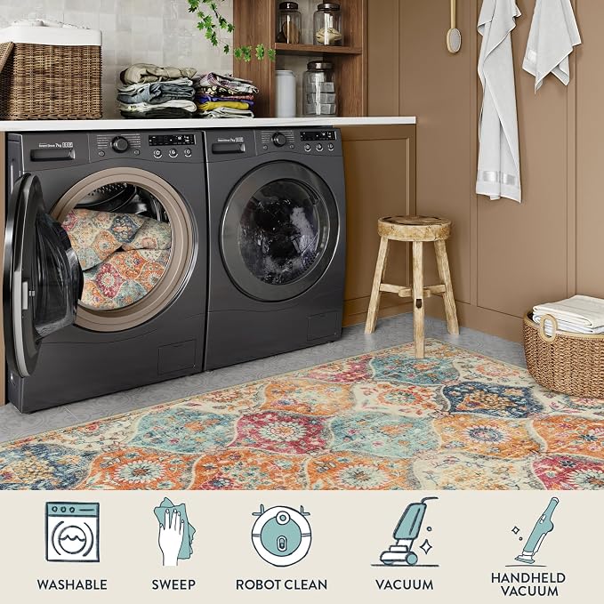 Lahome Moroccan Trellis Washable Rug, 2x3 Kitchen Rugs - Image 4