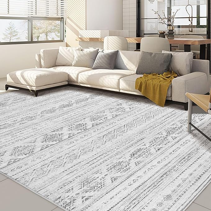 Nakagishi 8x10 Area Rug Living Room: Washable Boho Large Neutral Soft Farmhouse by NakagishiAreaRug