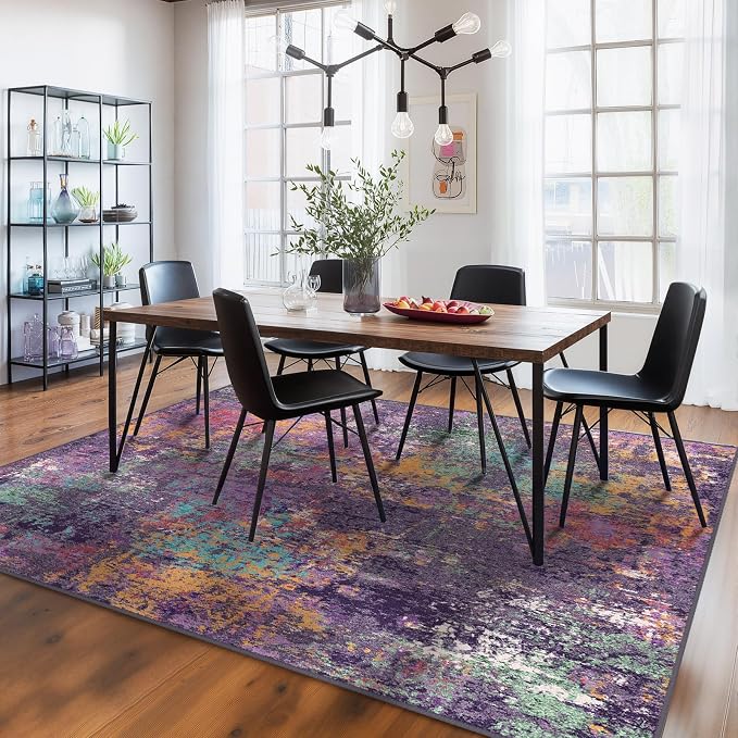 RELEANY Washable Area Rugs 6'x8' Non-Slip Modern Abstract Soft - Image 2