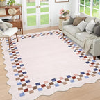 GarveeHome 4x6 Area Rug Small Washable Living Room Rug Scalloped Rug by GarveeHome