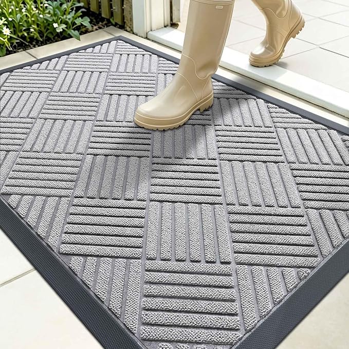 OLANLY Front Door Mat Outside Entrance 35x23, Heavy Duty Sturdy Natural Rubber by OLANLY