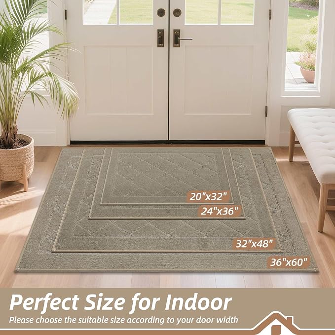 BEQHAUSE Dirt Trapper Door Mat 24" x 36", Doormat Non-Slip Entryway Rugs - Image 2