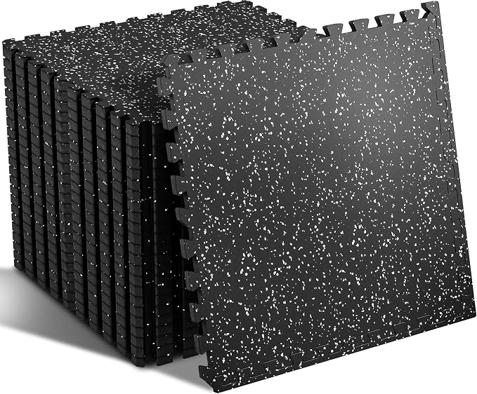 SUPERJARE 0.56'' Thick 12 Pcs 48 Sq Ft Rubber Top Exercise Equipment Mats by SUPERJARE