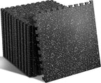 SUPERJARE 0.56'' Thick 12 Pcs 48 Sq Ft Rubber Top Exercise Equipment Mats by SUPERJARE